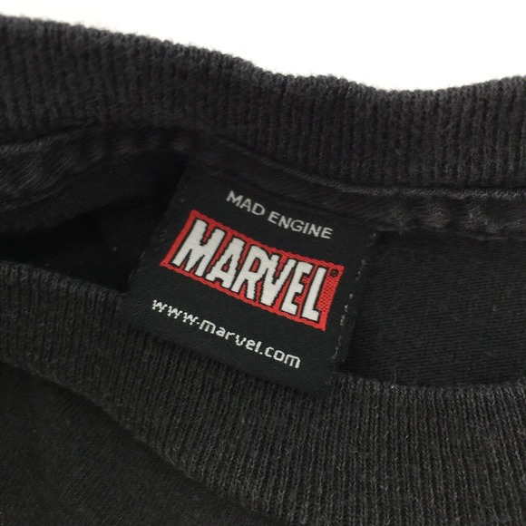 Vintage Marvel Mad Engine Superhero Logi Short Sleeve T-Shirt Medium Youth Black - Picture 3 of 5